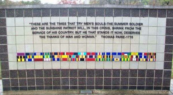 VETERANS WALL OF HONOR THOMAS PAINE MEMORIAL QUOTE