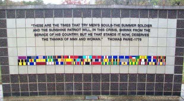 VETERANS WALL OF HONOR THOMAS PAINE MEMORIAL QUOTE