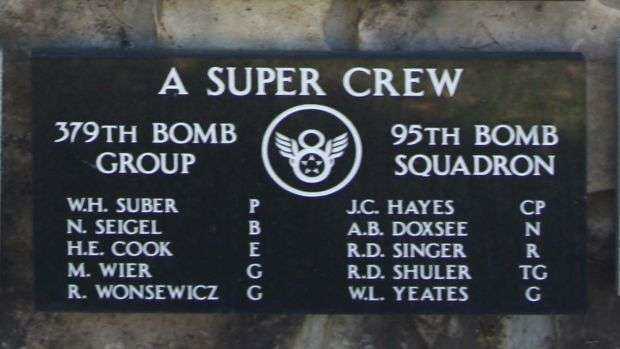 “A SUPER CREW” B-17 WAR MEMORIAL PLAQUE