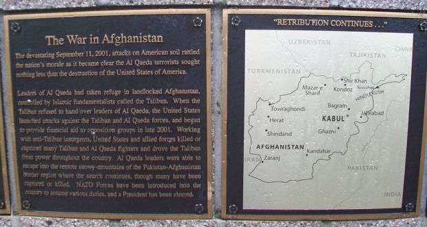 THE WAR IN AFGHANISTAN MEMORIAL PLAQUES A & B