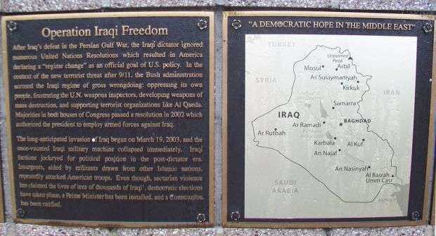 OPERATION IRAQI FREEDOM WAR MEMORIAL PLAQUES A & B