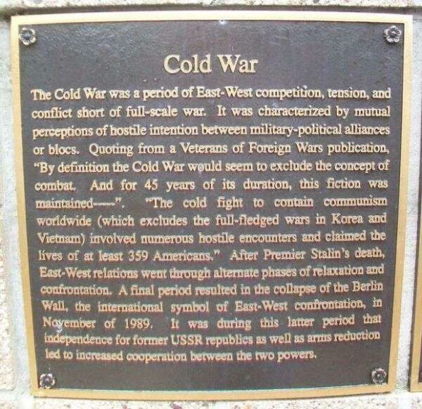 COLD WAR MEMORIAL PLAQUE
