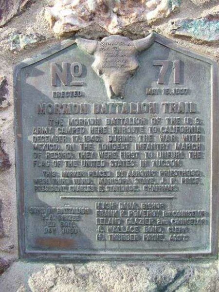 MORMON BATTALION TRAIL MEMORIAL PLAQUE
