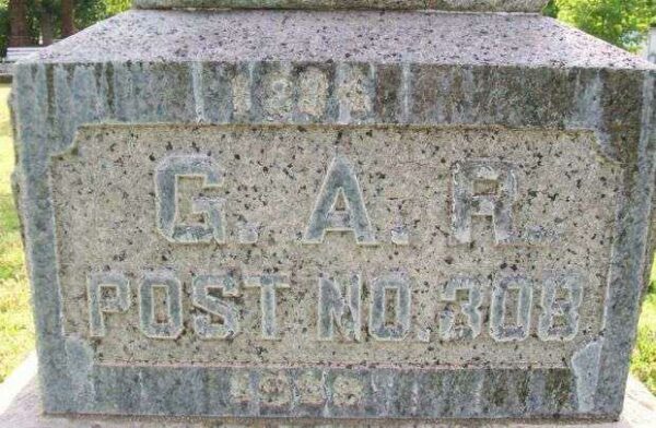 G.A.R. POST NO. 308 CIVIL WAR MEMORIAL DEDICATION STONE