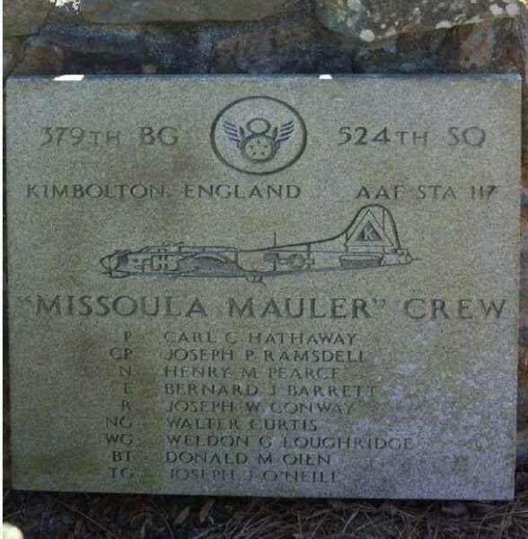 “MISSOULA MAULER” B-17 WAR MEMORIAL PLAQUE