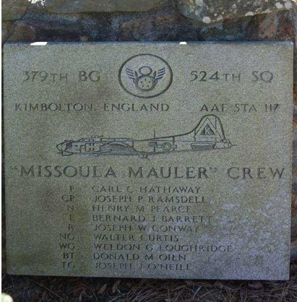 “MISSOULA MAULER” B-17 WAR MEMORIAL PLAQUE