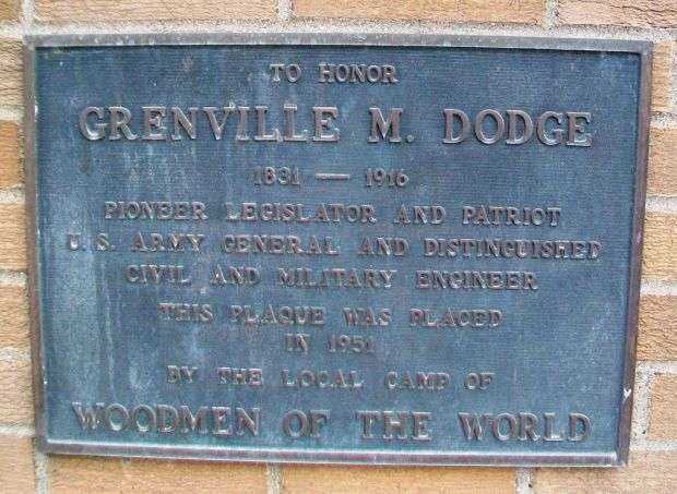 GRENVILLE M. DODGE MEMORIAL PLAQUE