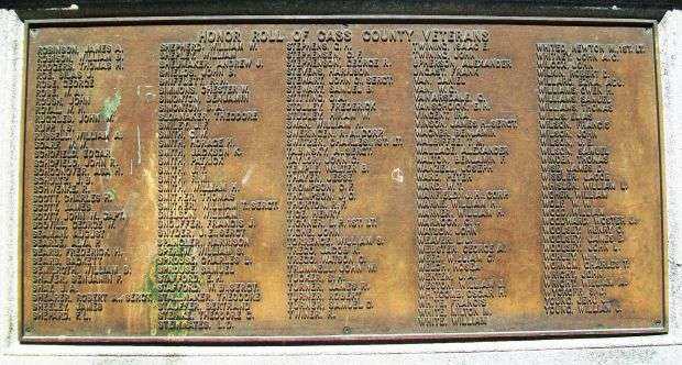 CASS COUNTY SOLDIERS’ MEMORIAL PLAQUE D