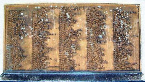 CASS COUNTY SOLDIERS’ MEMORIAL PLAQUE A