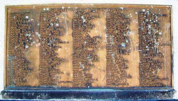 CASS COUNTY SOLDIERS’ MEMORIAL PLAQUE A