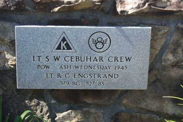 LT. S.W. CEBUHAR CREW POW WAR MEMORIAL PLAQUE