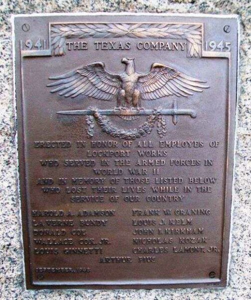 THE TEXAS COMPANY WORLD WAR II MEMORIAL PLAQUE