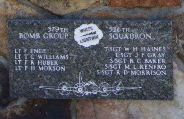 “WHITE LIGHTNIN” B-17 WAR MEMORIAL PLAQUE
