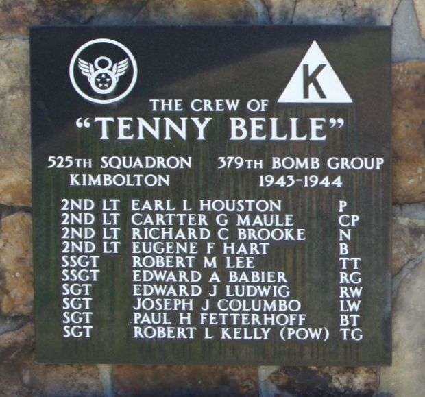 “TENNY BELLE” B-17 WAR MEMORIAL PLAQUE