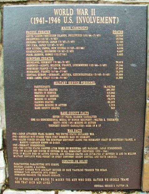 KANE COUNTY WORLD WAR II MEMORIAL PLAQUE