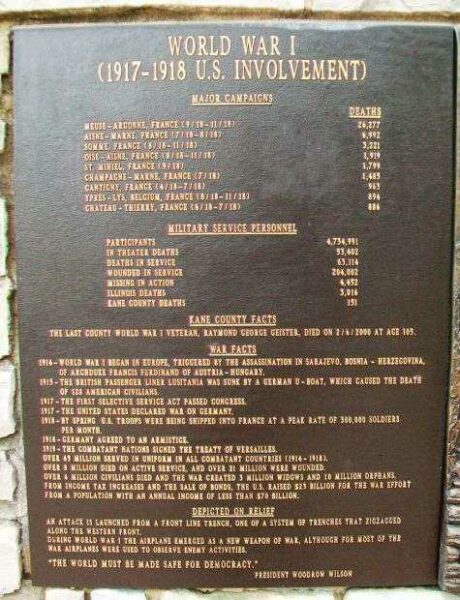 KANE COUNTY WORLD WAR I MEMORIAL PLAQUE