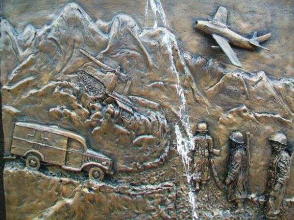 KANE COUNTY KOREAN WAR MEMORIAL BAS-RELIEF PLAQUE