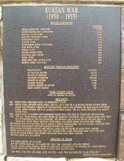 KANE COUNTY KOREAN WAR MEMORIAL PLAQUE