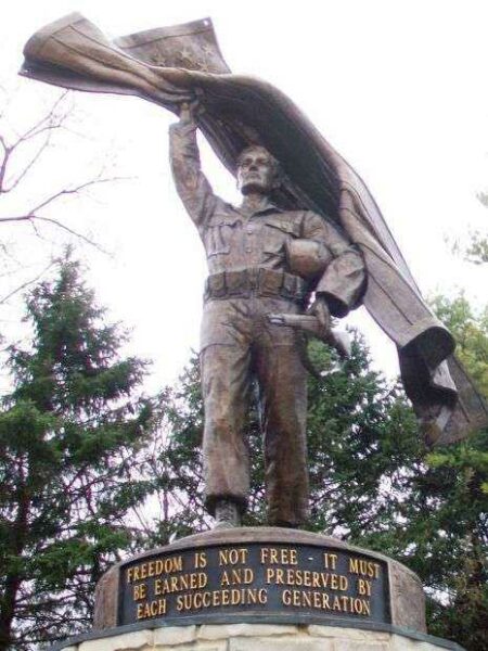 KANE COUNTY VETERANS MEMORIAL STATUE AND PLAQUE B