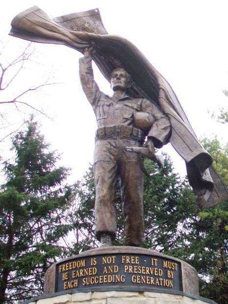 KANE COUNTY VETERANS MEMORIAL STATUE AND PLAQUE B