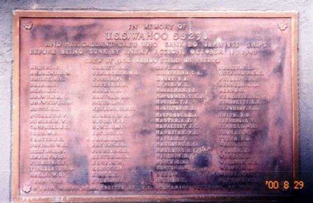 U.S.S. WAHOO SS 238 WAR MEMORIAL PLAQUE