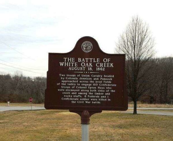 THE BATTLE OF WHITE OAK CREEK MEMORIAL MARKER