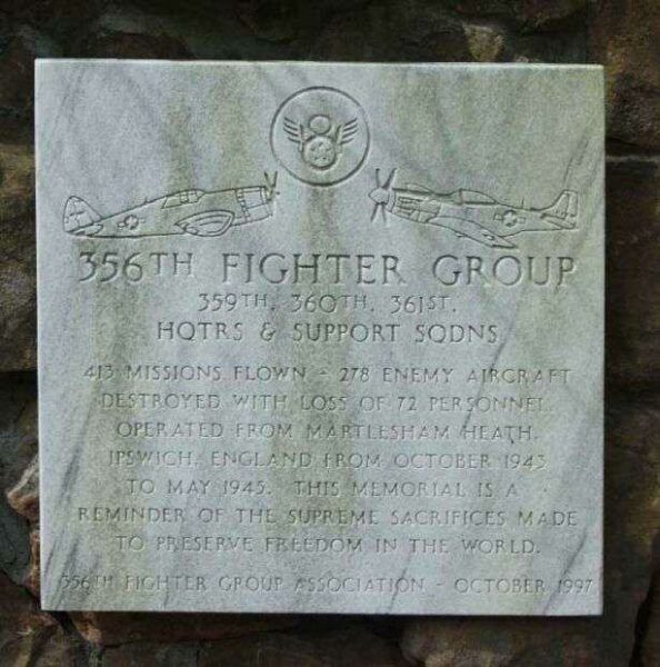 356TH FIGHTER GROUP WAR MEMORIAL PLAQUE