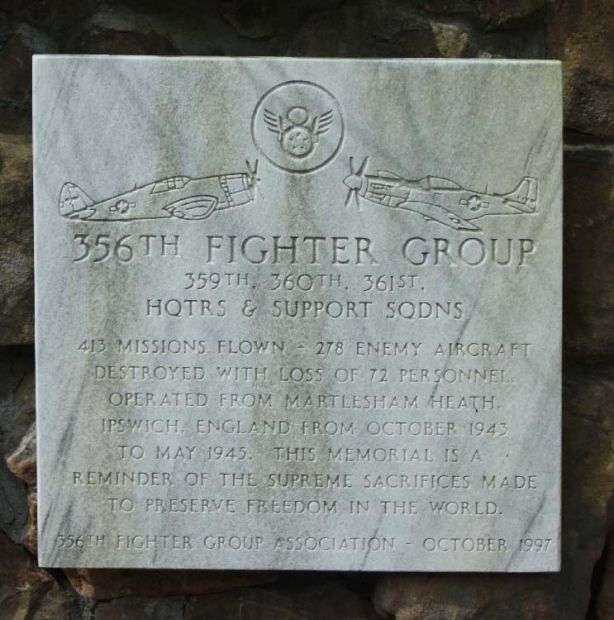 356TH FIGHTER GROUP WAR MEMORIAL PLAQUE