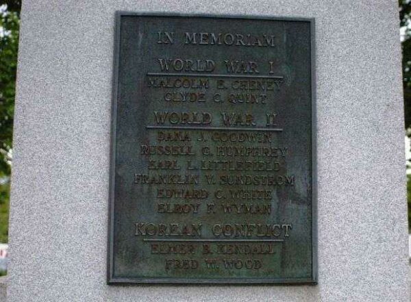 NORTH BERWICK, MAINE VETERANS MEMORIAL REAR PLAQUE