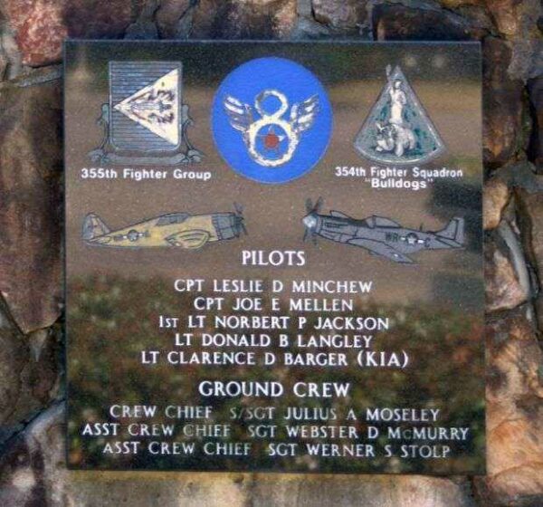 355TH FIGHTER GROUP 354TH FIGHTER SQUADRON WAR MEMORIAL PLAQUE
