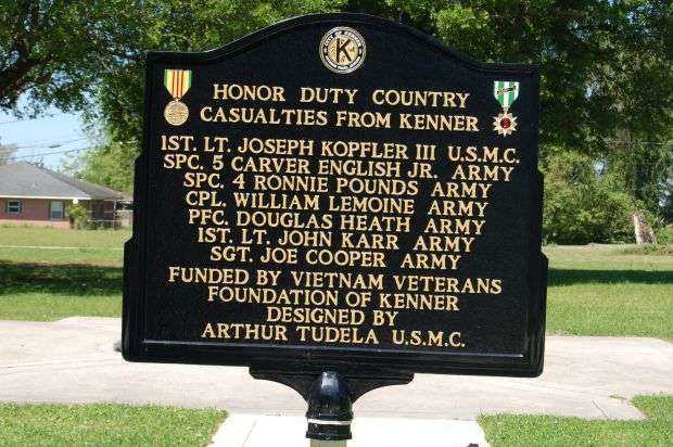 CITY OF KENNER VIETNAM MOVING WALL MEMORIAL MARKER BACK