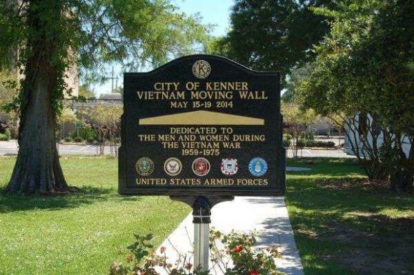 CITY OF KENNER VIETNAM MOVING WALL MEMORIAL MARKER FRONT