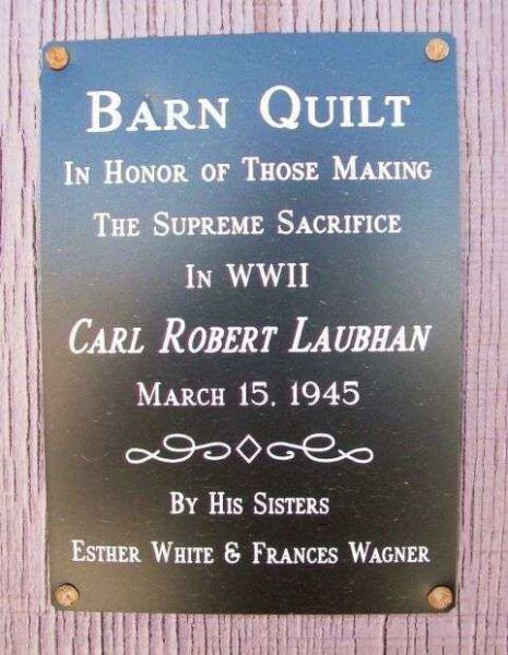 WORLD WAR II MEMORIAL BARN QUILT PLAQUE
