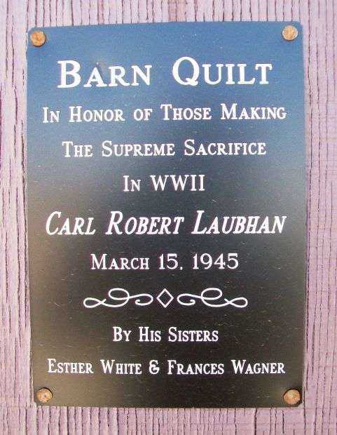 WORLD WAR II MEMORIAL BARN QUILT PLAQUE