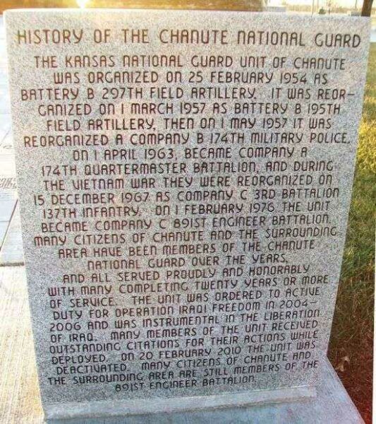 CHANUTE AREA VETERANS MEMORIAL STONE B