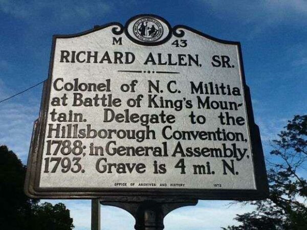 RICHARD ALLEN, SR. REVOLUTIONARY WAR MEMORIAL MARKER