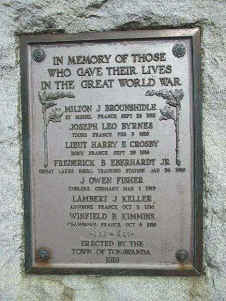 TONAWANDA GREAT WORLD WAR MEMORIAL PLAQUE
