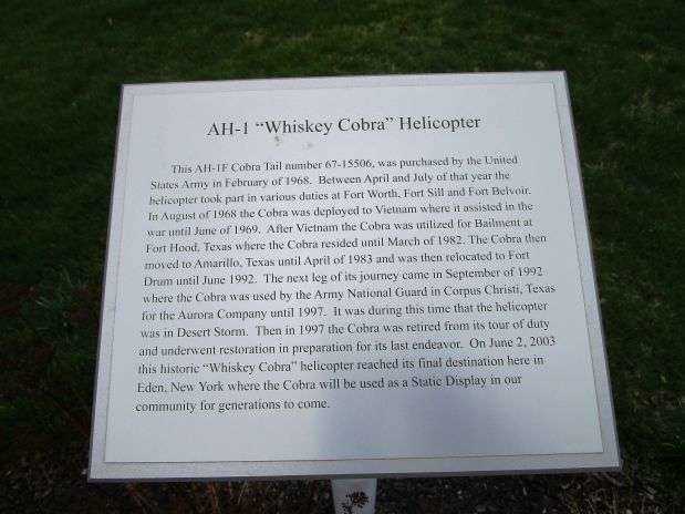 AH-1 “WISKEY COBRA” HELICOPTER WAR MEMORIAL PLAQUE A