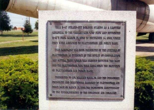 B-47 STRATO-JET BOMBER MEMORIAL AIRCRAFT PLAQUE