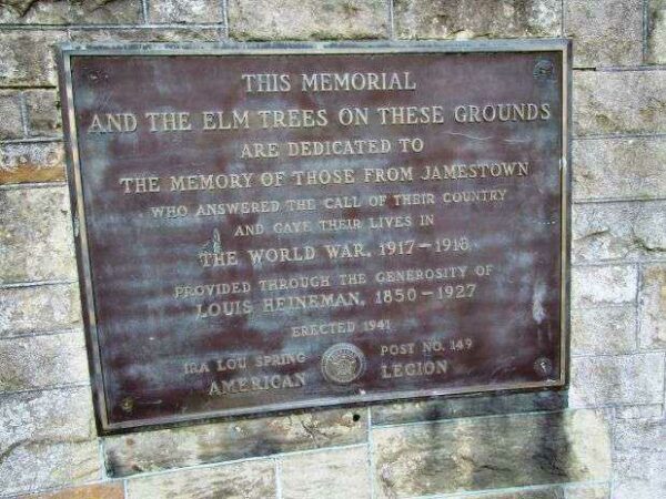 WORLD WAR I MEMORIAL AND MEMORIAL ELM TREES PLAQUE