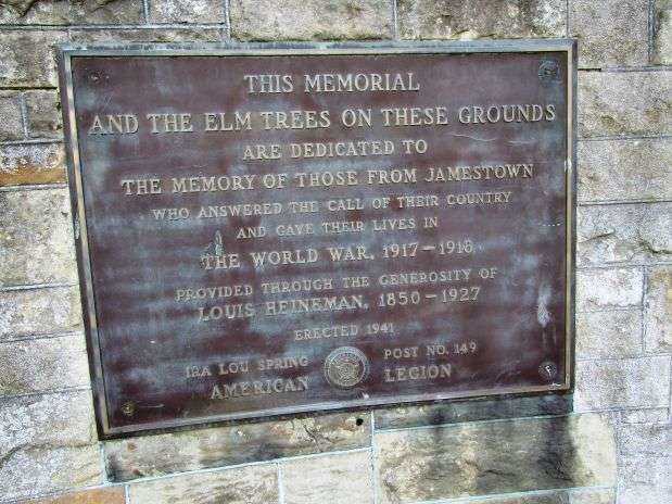 WORLD WAR I MEMORIAL AND MEMORIAL ELM TREES PLAQUE