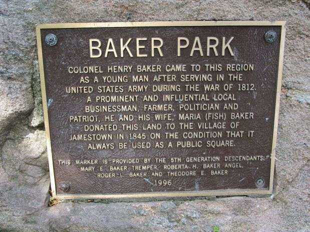 BAKER PARK MEMORIAL PLAQUE