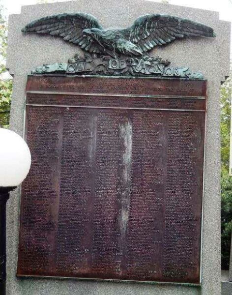 CRANFORD ROLL OF HONOR MEMORIAL PLAQUE A