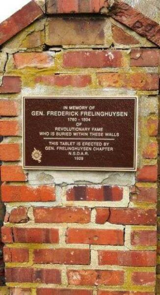 GEN. FREDERICK FRELINGHUYSEN REVOLUTIONARY WAR MEMORIAL GATE PLAQUE