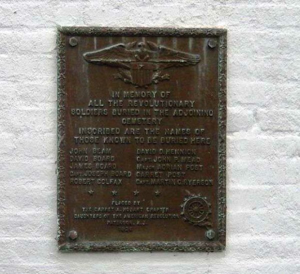 POMPTON REFORMED CHURCH REVOLUTIONARY SOLDIERS MEMORIAL PLAQUE