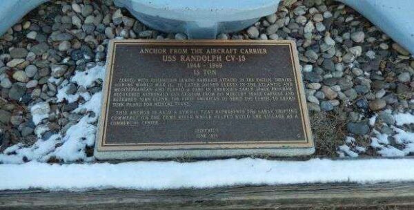 ANCHOR FROM THE AIRCRAFT CARRIER USS RANDOLPH CV-15 MEMORIAL PLAQUE