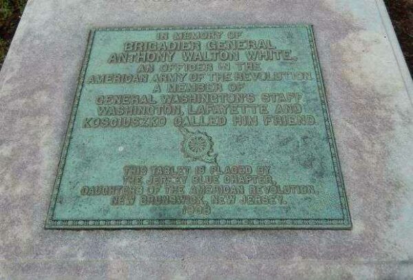 BRIGADIER GENERAL ANTHONY WALTON WHITE REVOLUTIONARY WAR MEMORIAL PLAQUE