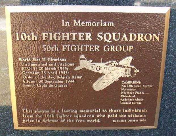 10TH FIGHTER SQUADRON WAR MEMORIAL PLAQUE