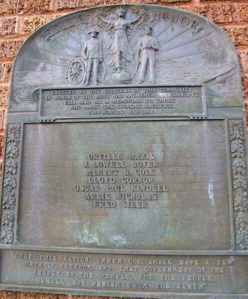 COVINGTON WORLD WAR I MEMORIAL PLAQUE