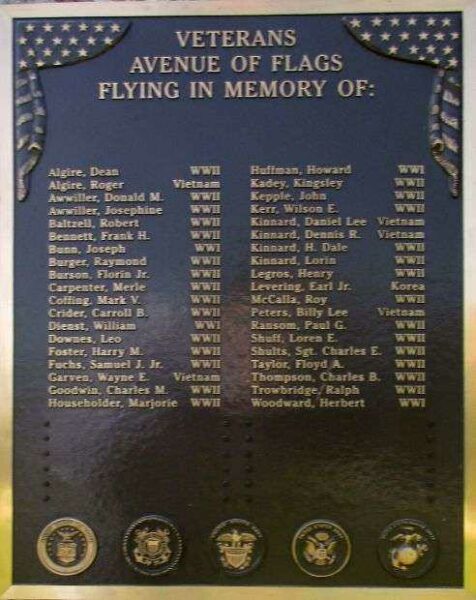 VETERANS AVENUE OF FLAGS MEMORIAL PLAQUE
